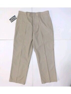 Windham Pointe Khaki Belted Poplin Dress Casual Pants Size 35 x 30 Brand New
